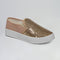 Sapato Feminino Nude Slip On Com Lantejoulas